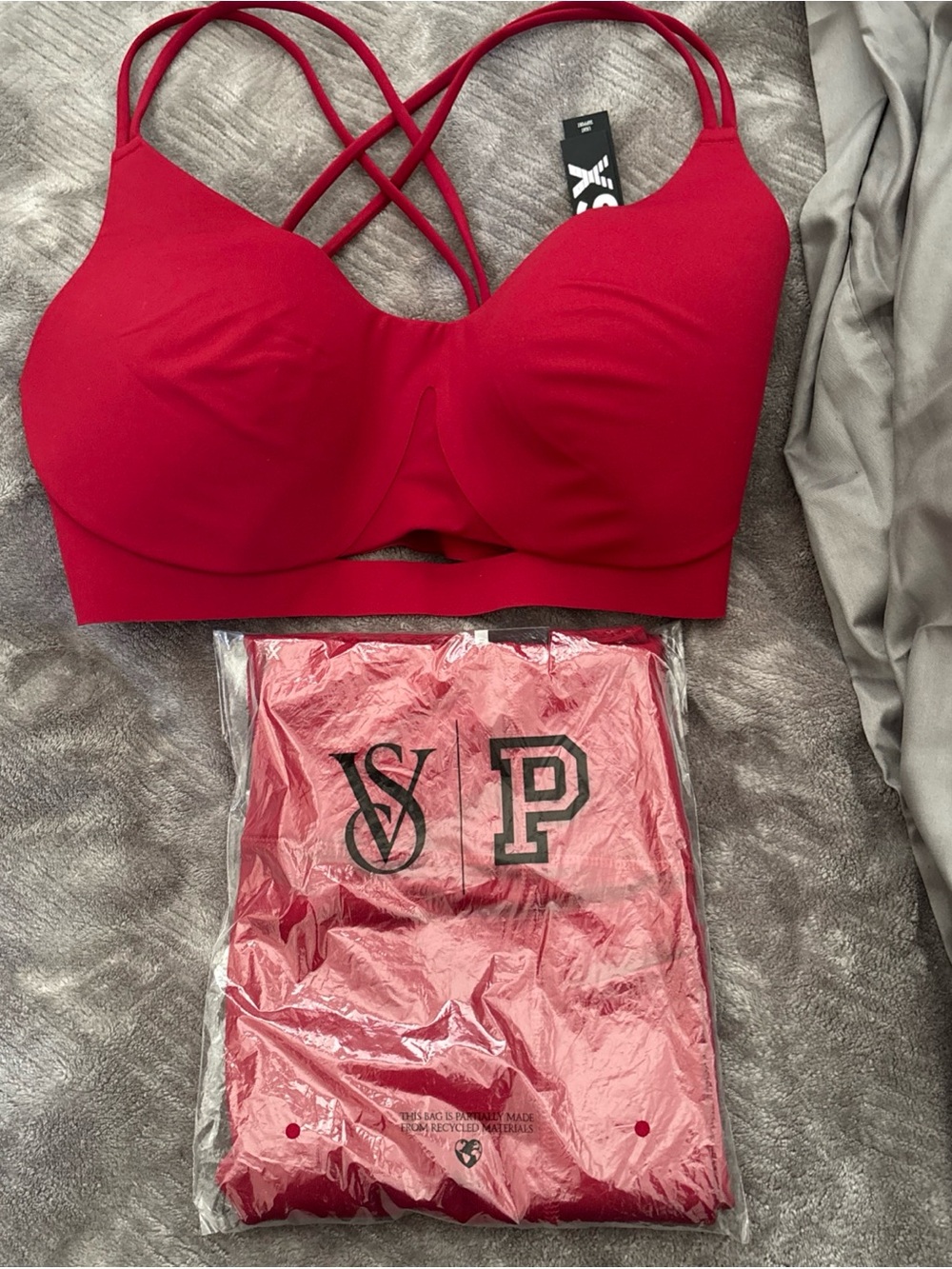 Victoria's Secret Red Workout Set Strappy Sports Bra & Leggings